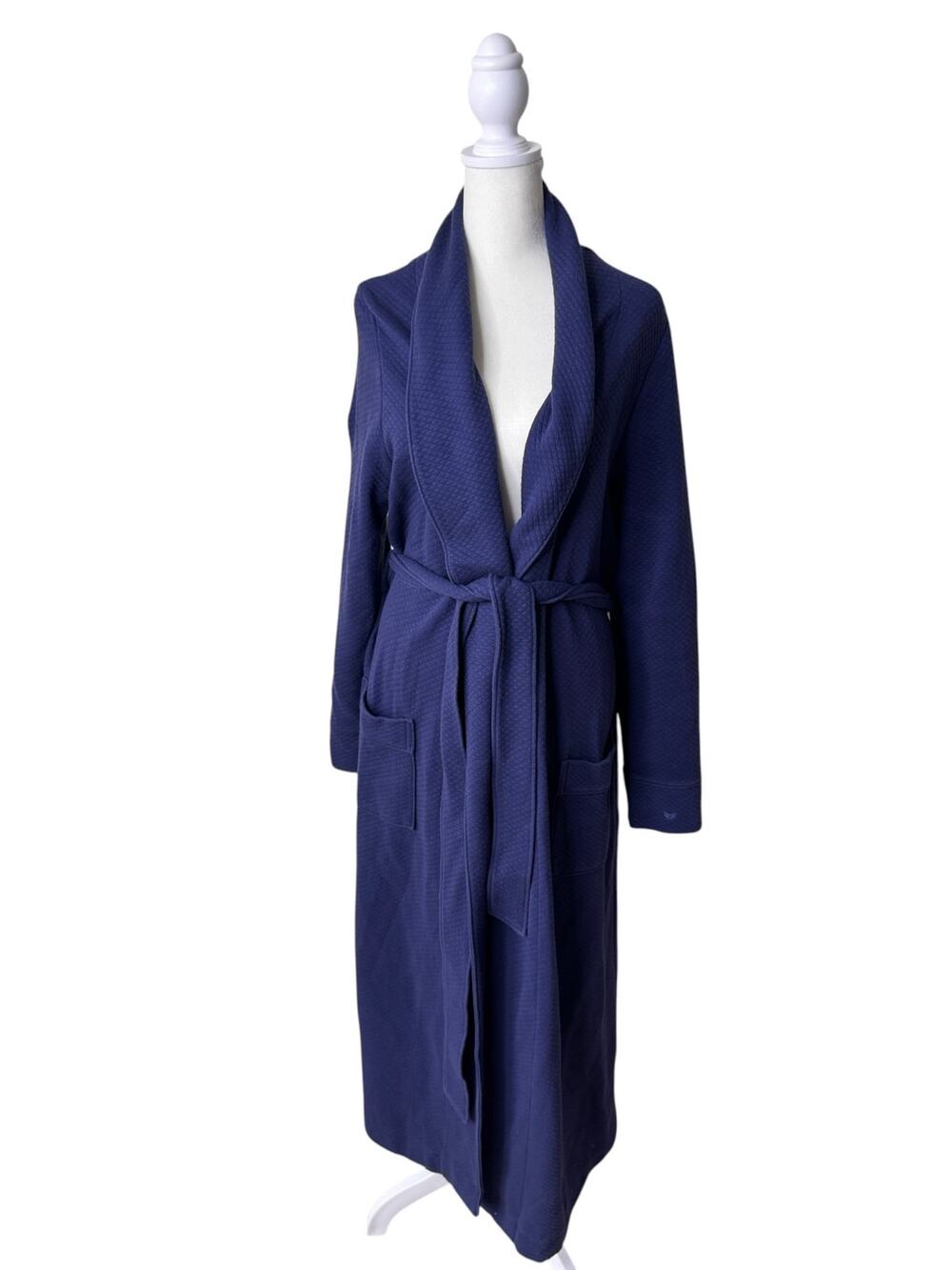 PETITE PLUME Women's Pima Ophelia Robe in Blue Dusk Jacquard Small Small